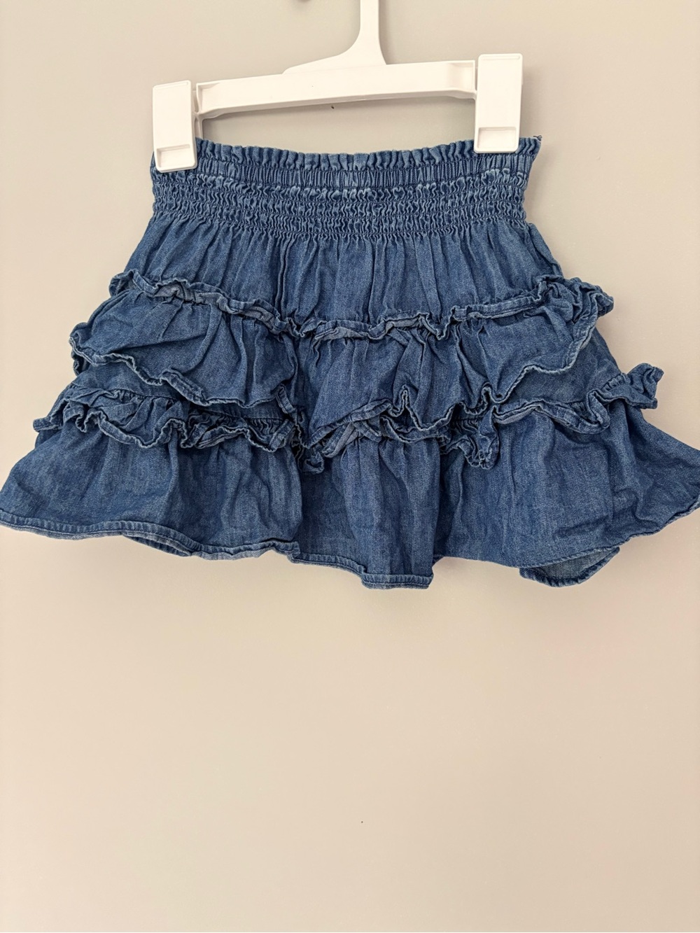 Gap x LoveShackFancy Girls Blue Ruffled Denim Tiered Skirt